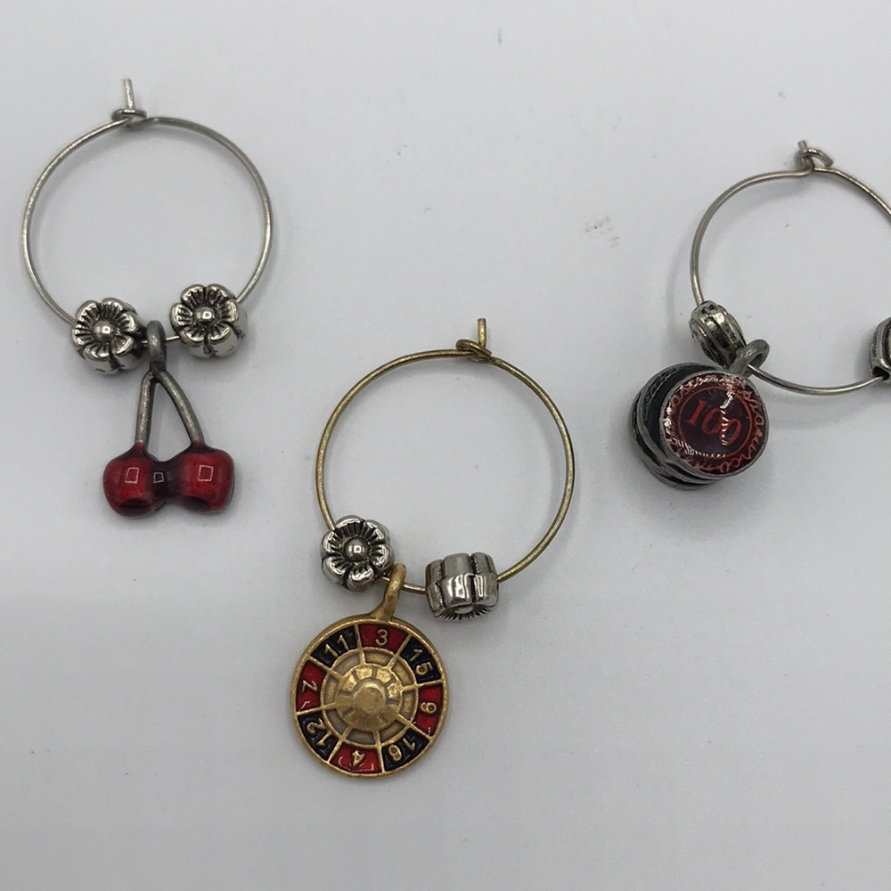 SET OF THREE WINE GLASS TAGS CASINO THEME - Picture 2 of 2
